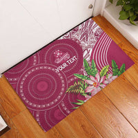 Fiji Adi Cakobau School Personalised Rubber Doormat Masi Tapa Mix Plumeria