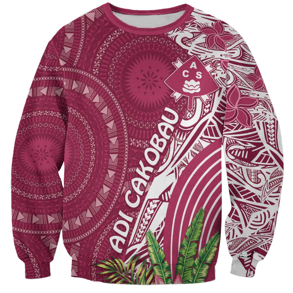 Fiji Adi Cakobau School Personalised Sweatshirt Masi Tapa Mix Plumeria