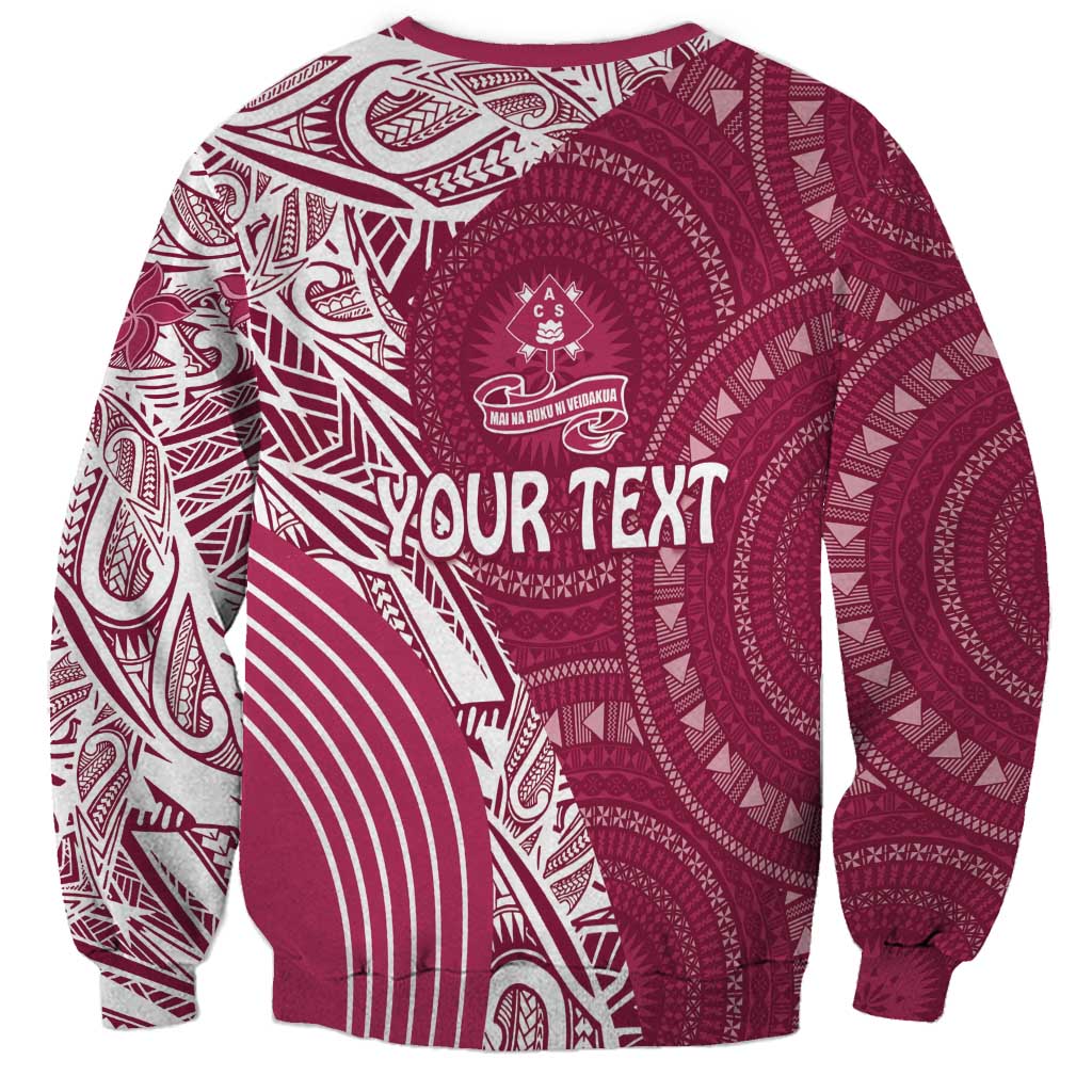 Fiji Adi Cakobau School Personalised Sweatshirt Masi Tapa Mix Plumeria