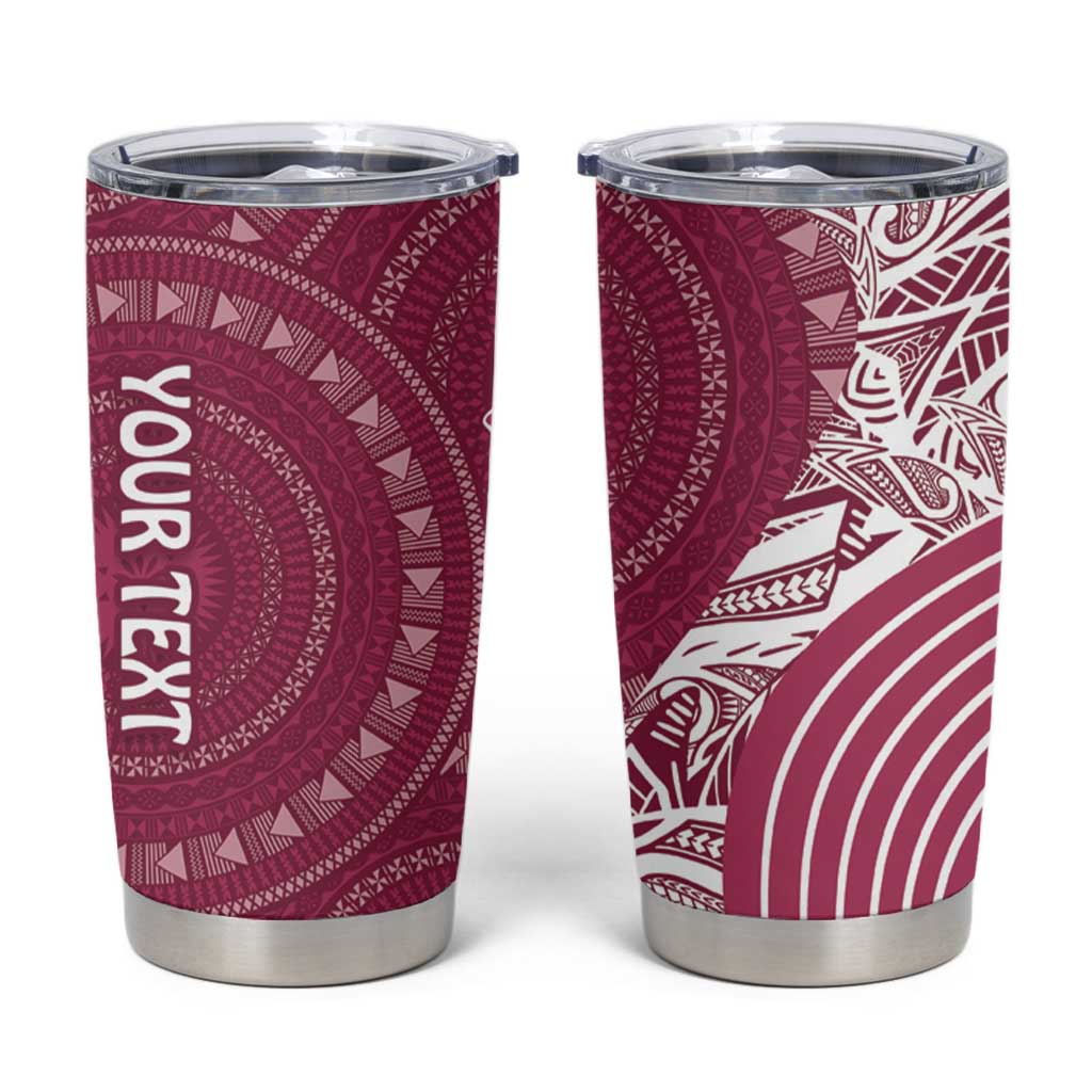 Fiji Adi Cakobau School Personalised Tumbler Cup Masi Tapa Mix Plumeria