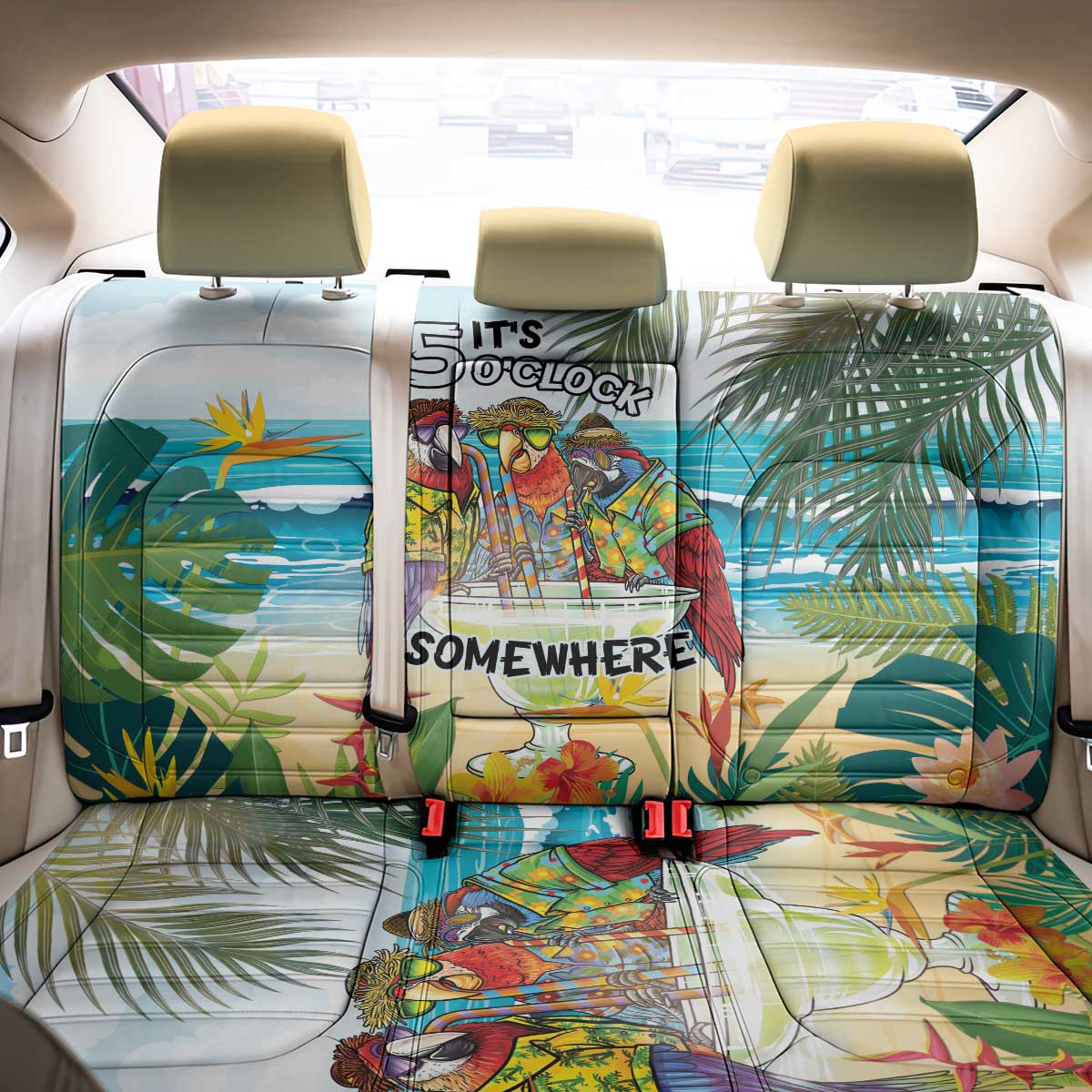 It's 5 o'clock Somewhere Back Car Seat Cover Beach Party - Polynesian Pride