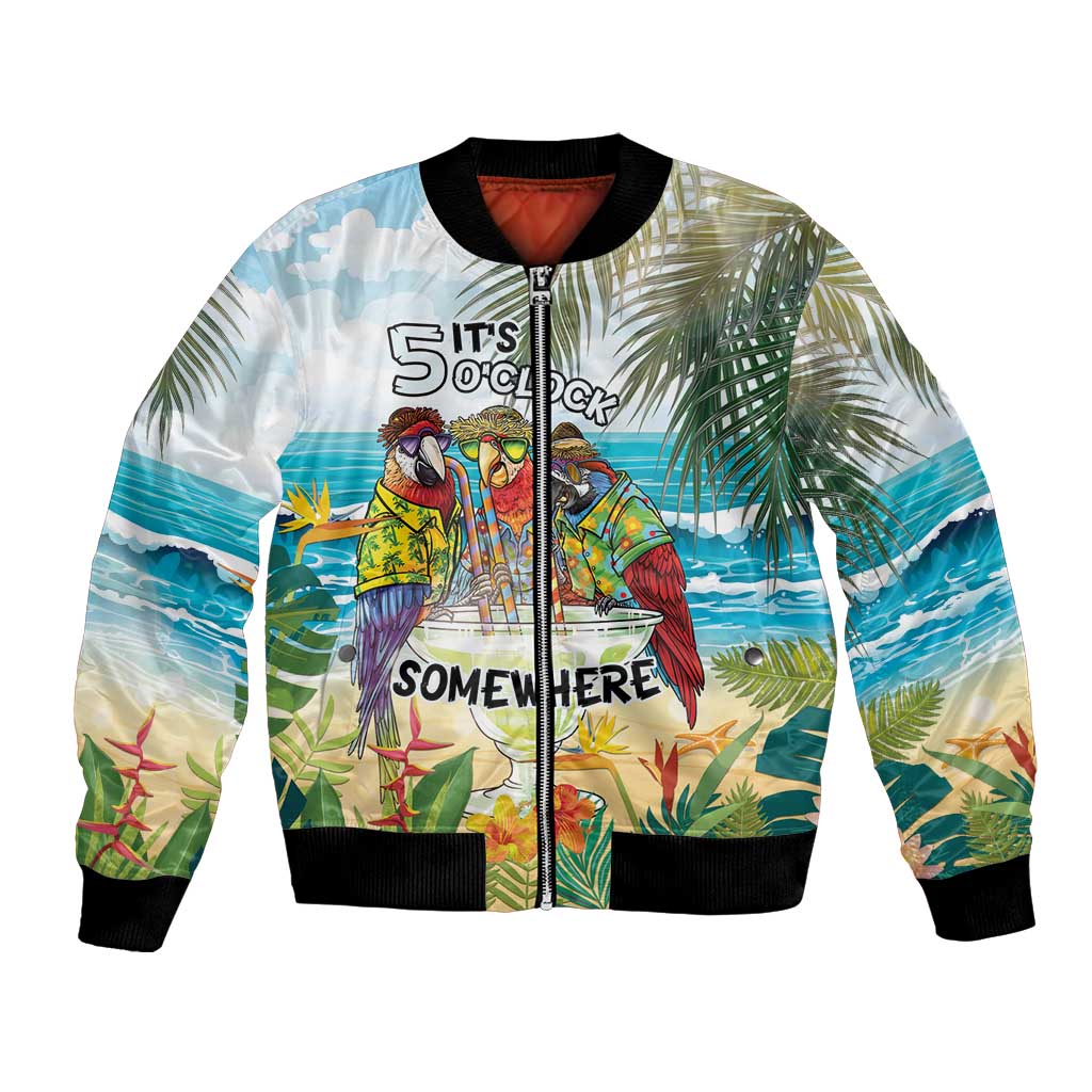 It's 5 o'clock Somewhere Bomber Jacket Beach Party LT7 Unisex Colorful - Polynesian Pride