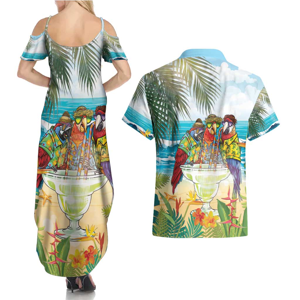 It's 5 o'clock Somewhere Couples Matching Summer Maxi Dress and Hawaiian Shirt Beach Party - Polynesian Pride