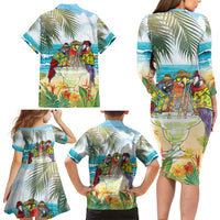 It's 5 o'clock Somewhere Family Matching Long Sleeve Bodycon Dress and Hawaiian Shirt Beach Party - Polynesian Pride