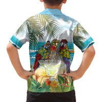 It's 5 o'clock Somewhere Family Matching Off The Shoulder Long Sleeve Dress and Hawaiian Shirt Beach Party - Polynesian Pride