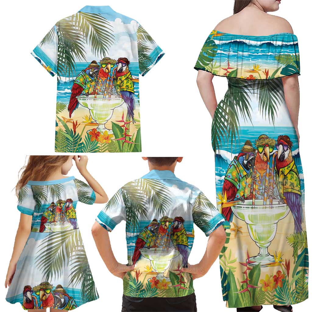 It's 5 o'clock Somewhere Family Matching Off Shoulder Maxi Dress and Hawaiian Shirt Beach Party - Polynesian Pride