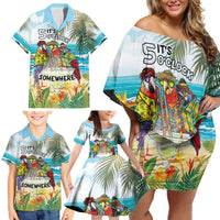 It's 5 o'clock Somewhere Family Matching Off Shoulder Short Dress and Hawaiian Shirt Beach Party - Polynesian Pride