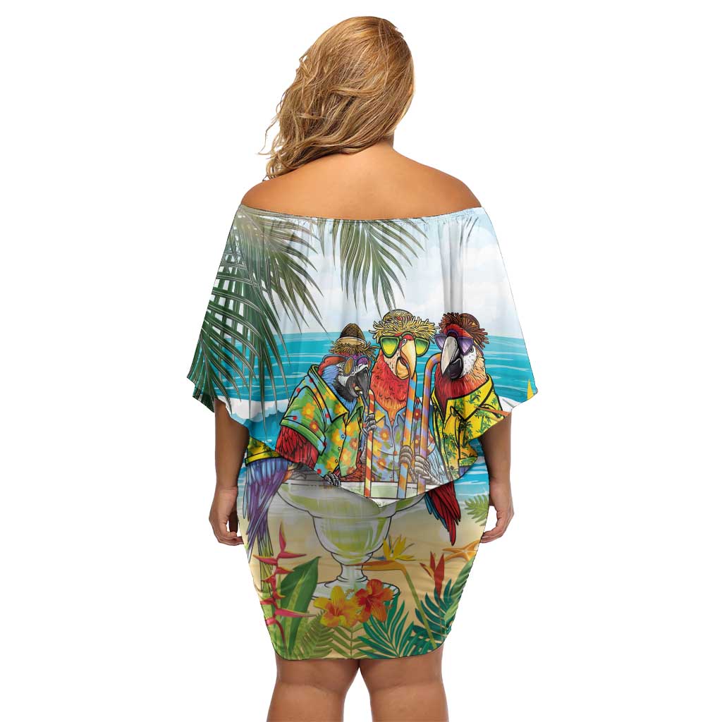 It's 5 o'clock Somewhere Family Matching Off Shoulder Short Dress and Hawaiian Shirt Beach Party - Polynesian Pride