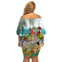 It's 5 o'clock Somewhere Family Matching Off Shoulder Short Dress and Hawaiian Shirt Beach Party - Polynesian Pride