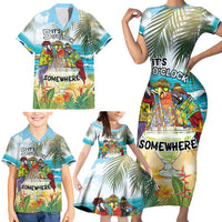 It's 5 o'clock Somewhere Family Matching Short Sleeve Bodycon Dress and Hawaiian Shirt Beach Party - Polynesian Pride