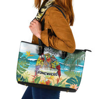 It's 5 o'clock Somewhere Leather Tote Bag Beach Party LT7 Colorful - Polynesian Pride