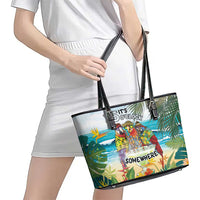 It's 5 o'clock Somewhere Leather Tote Bag Beach Party LT7 - Polynesian Pride