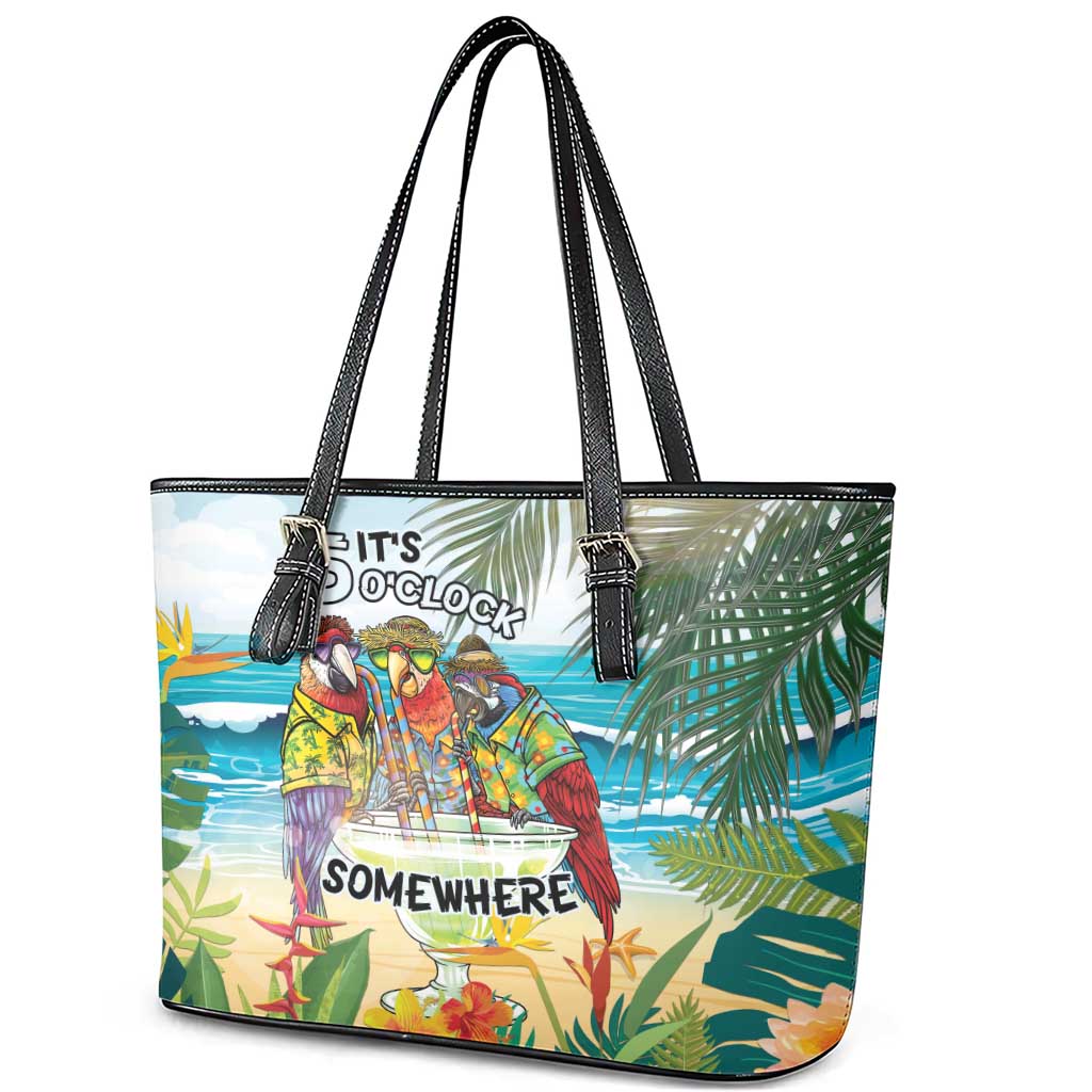 It's 5 o'clock Somewhere Leather Tote Bag Beach Party LT7 - Polynesian Pride