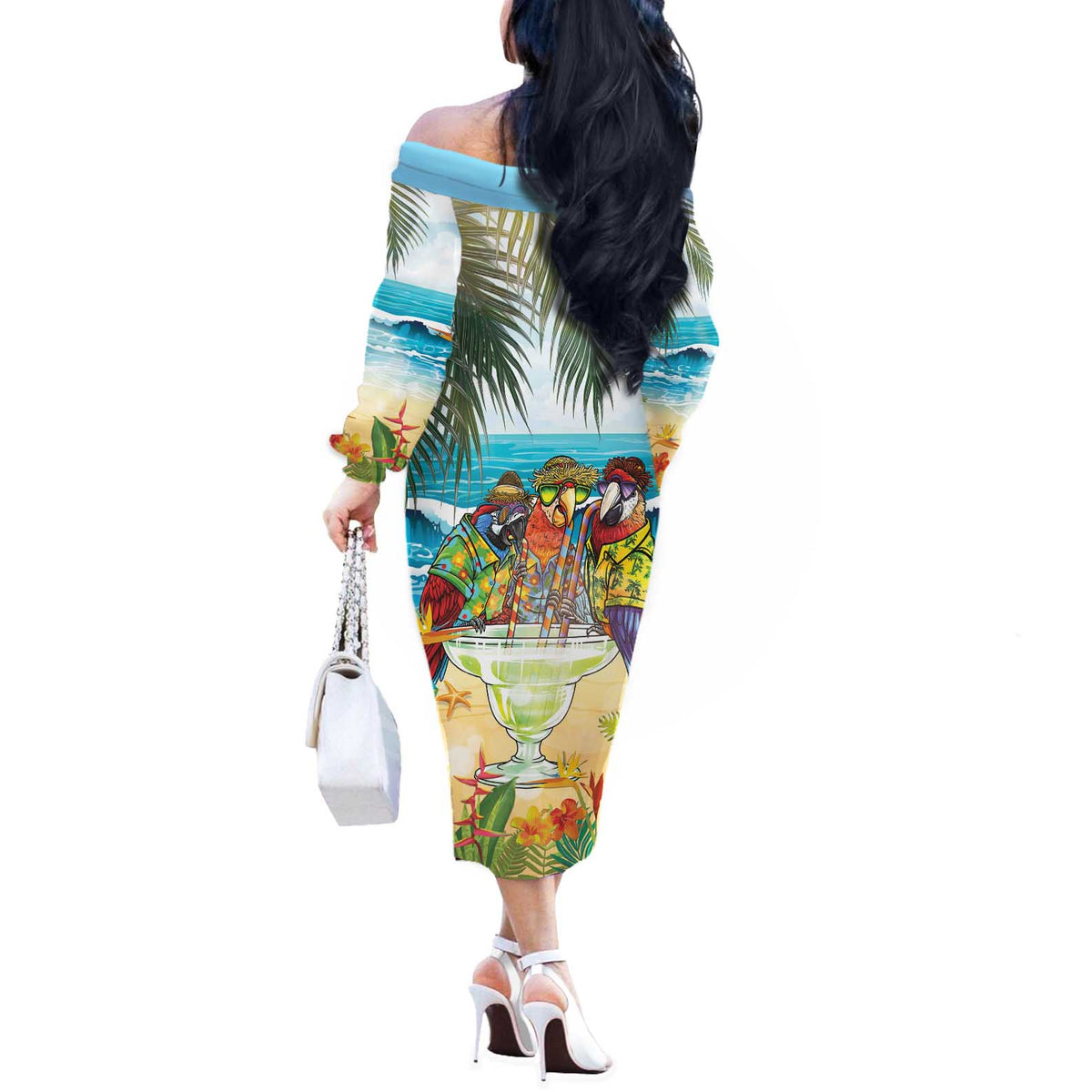 It's 5 o'clock Somewhere Off The Shoulder Long Sleeve Dress Beach Party - Polynesian Pride