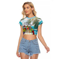 It's 5 o'clock Somewhere Raglan Cropped T Shirt Beach Party LT7 Female Colorful - Polynesian Pride