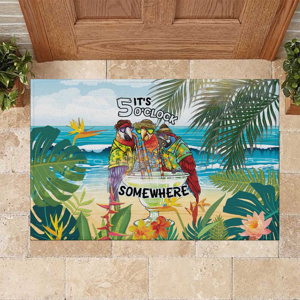 It's 5 o'clock Somewhere Rubber Doormat Beach Party LT7 Colorful - Polynesian Pride