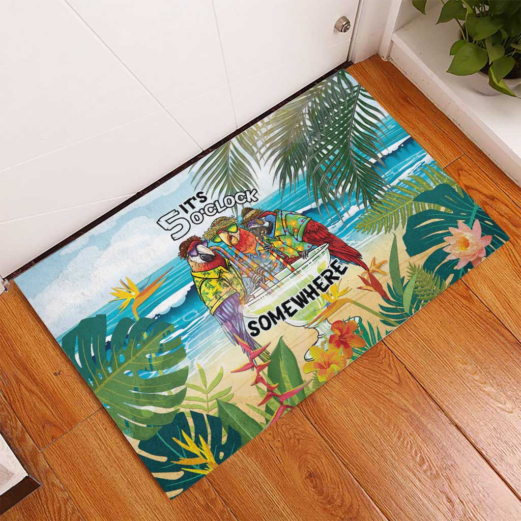 It's 5 o'clock Somewhere Rubber Doormat Beach Party LT7 - Polynesian Pride