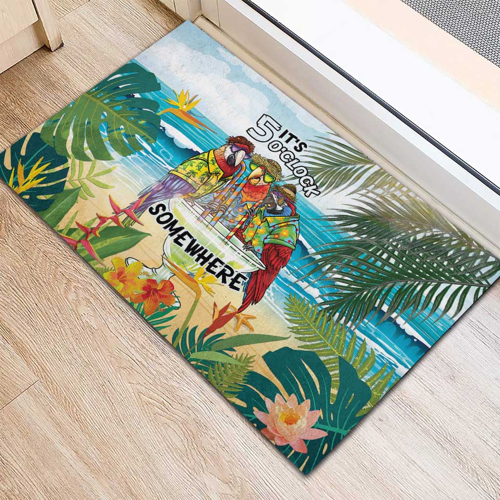 It's 5 o'clock Somewhere Rubber Doormat Beach Party LT7 - Polynesian Pride