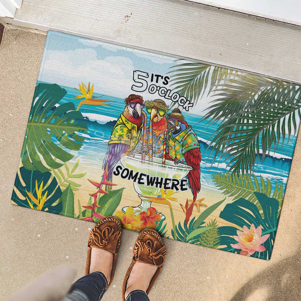 It's 5 o'clock Somewhere Rubber Doormat Beach Party LT7 - Polynesian Pride