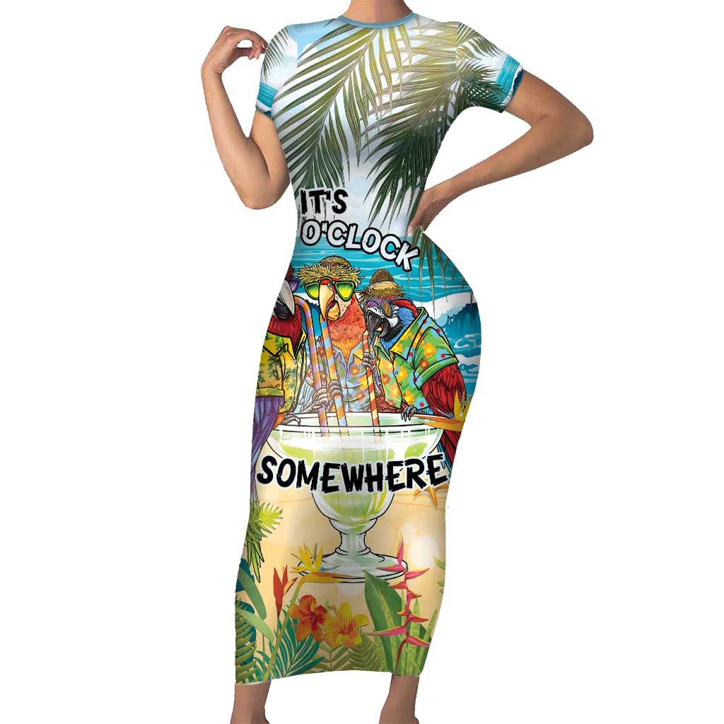 It's 5 o'clock Somewhere Short Sleeve Bodycon Dress Beach Party - Polynesian Pride