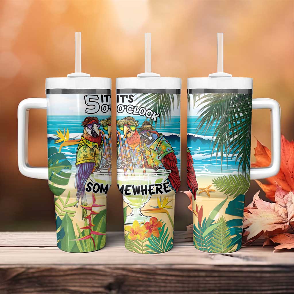 It's 5 o'clock Somewhere Tumbler With Handle Beach Party LT7 - Polynesian Pride