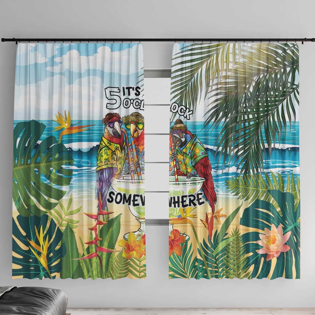 It's 5 o'clock Somewhere Window Curtain Beach Party LT7 With Hooks Colorful - Polynesian Pride
