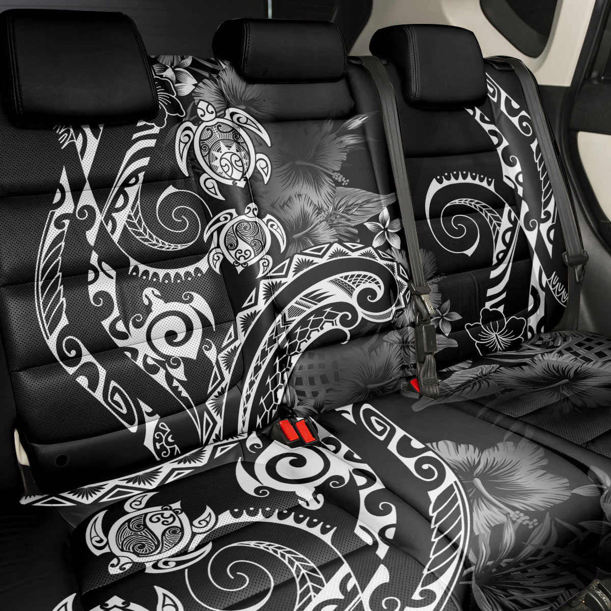 Aloha Hawaii Turtles Floral Back Car Seat Cover Obsidian Glaze
