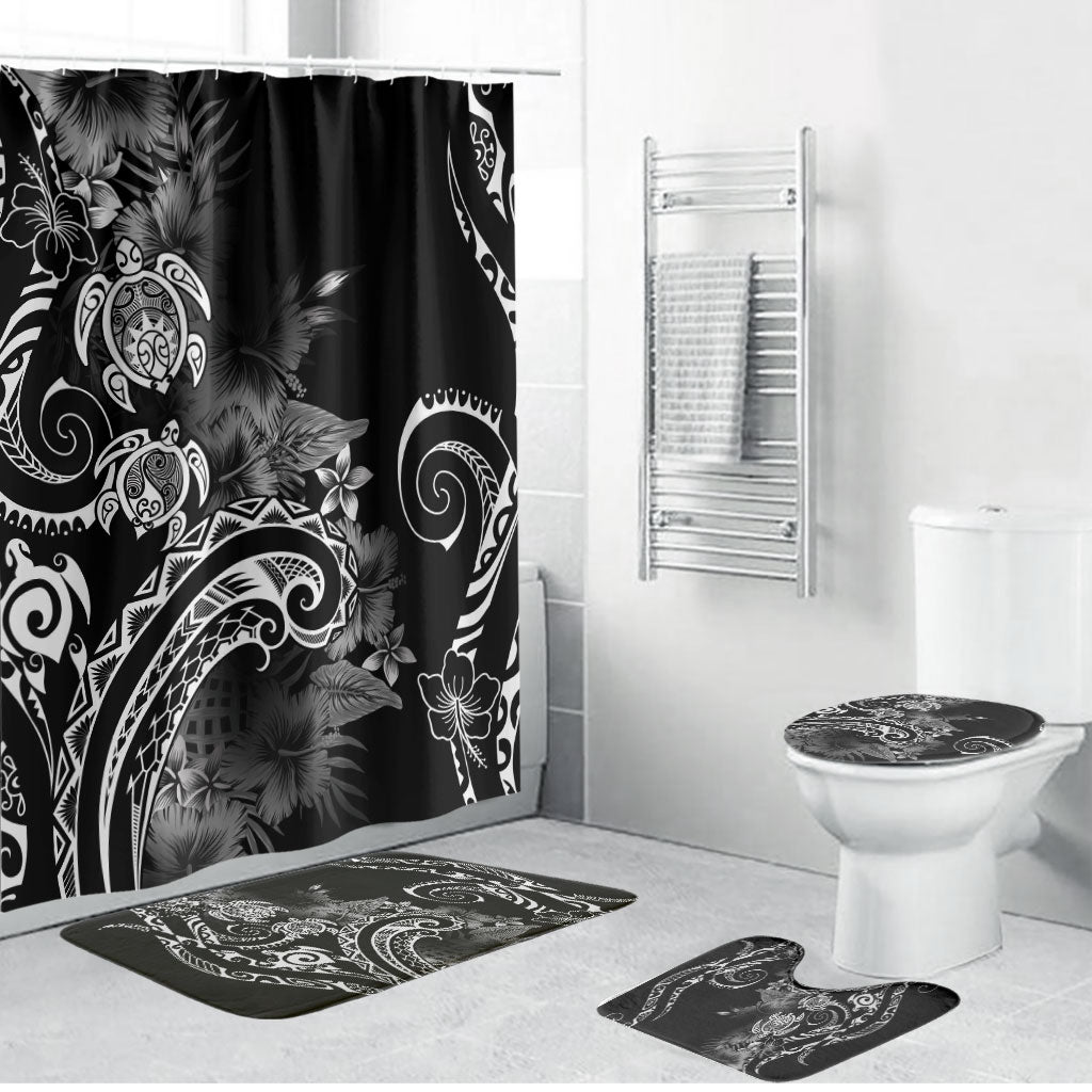 Aloha Hawaii Turtles Floral Bathroom Set Obsidian Glaze LT7 Bathroom Set (4 pcs) Black - Polynesian Pride