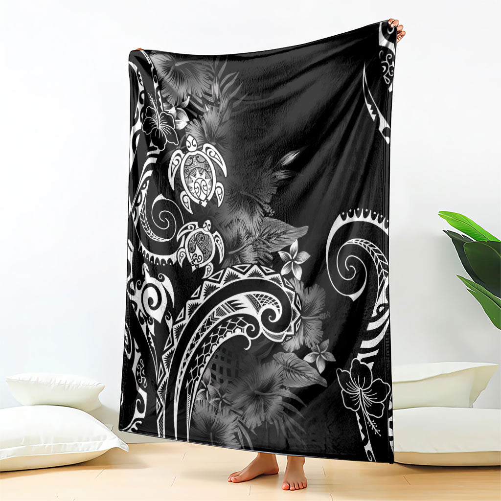 Aloha Hawaii Turtles Floral Blanket Obsidian Glaze