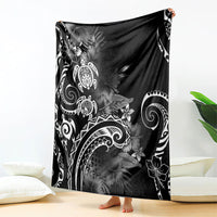 Aloha Hawaii Turtles Floral Blanket Obsidian Glaze