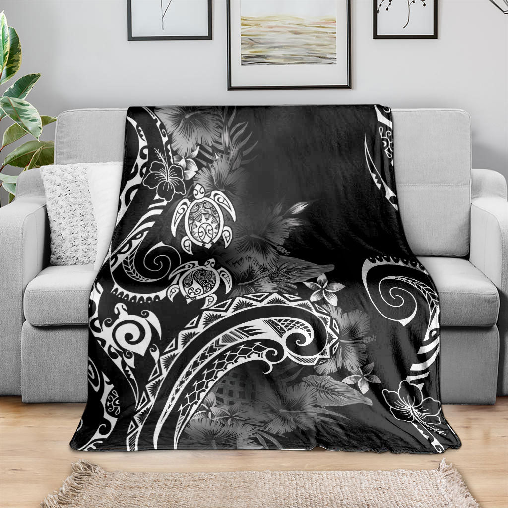 Aloha Hawaii Turtles Floral Blanket Obsidian Glaze