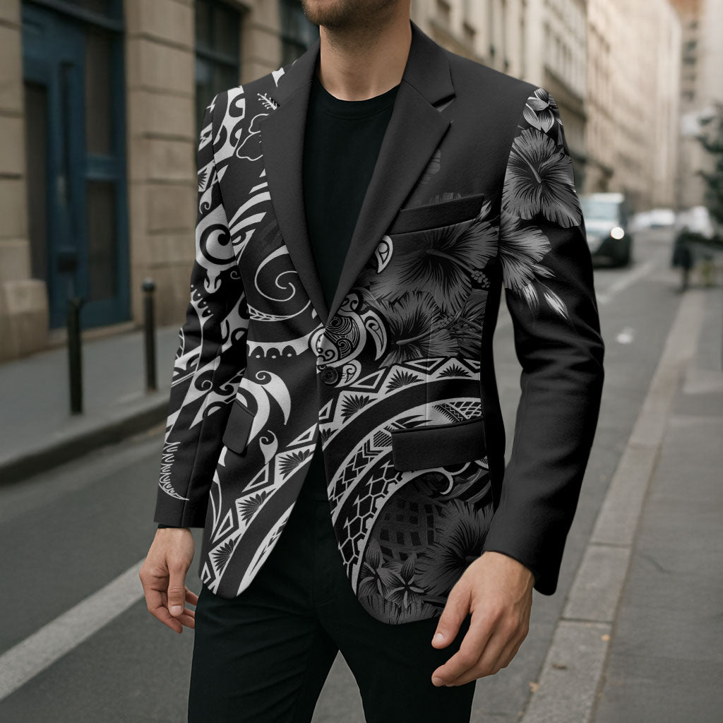 Aloha Hawaii Turtles Floral Blazer Obsidian Glaze