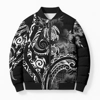 Aloha Hawaii Turtles Floral Bomber Puffer Jacket Obsidian Glaze