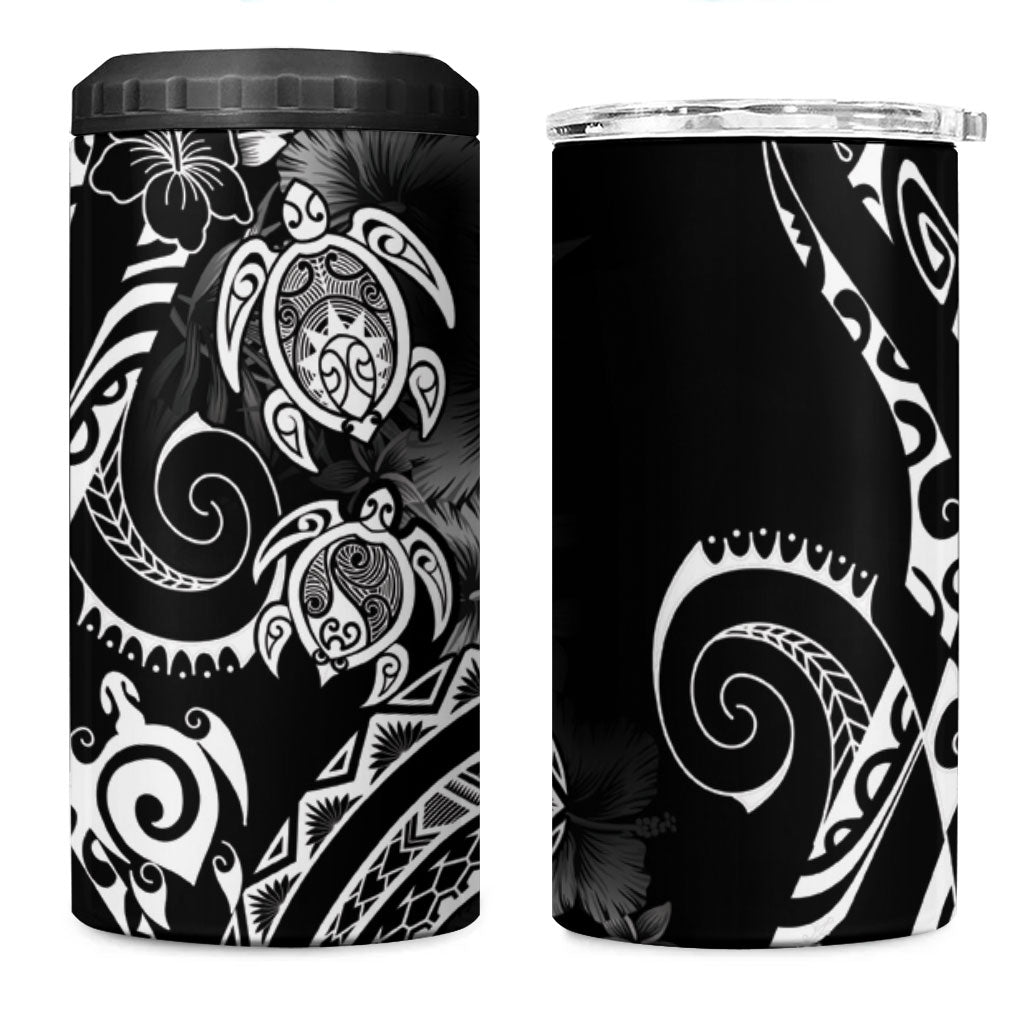 Aloha Hawaii Turtles Floral 4 in 1 Can Cooler Tumbler Obsidian Glaze