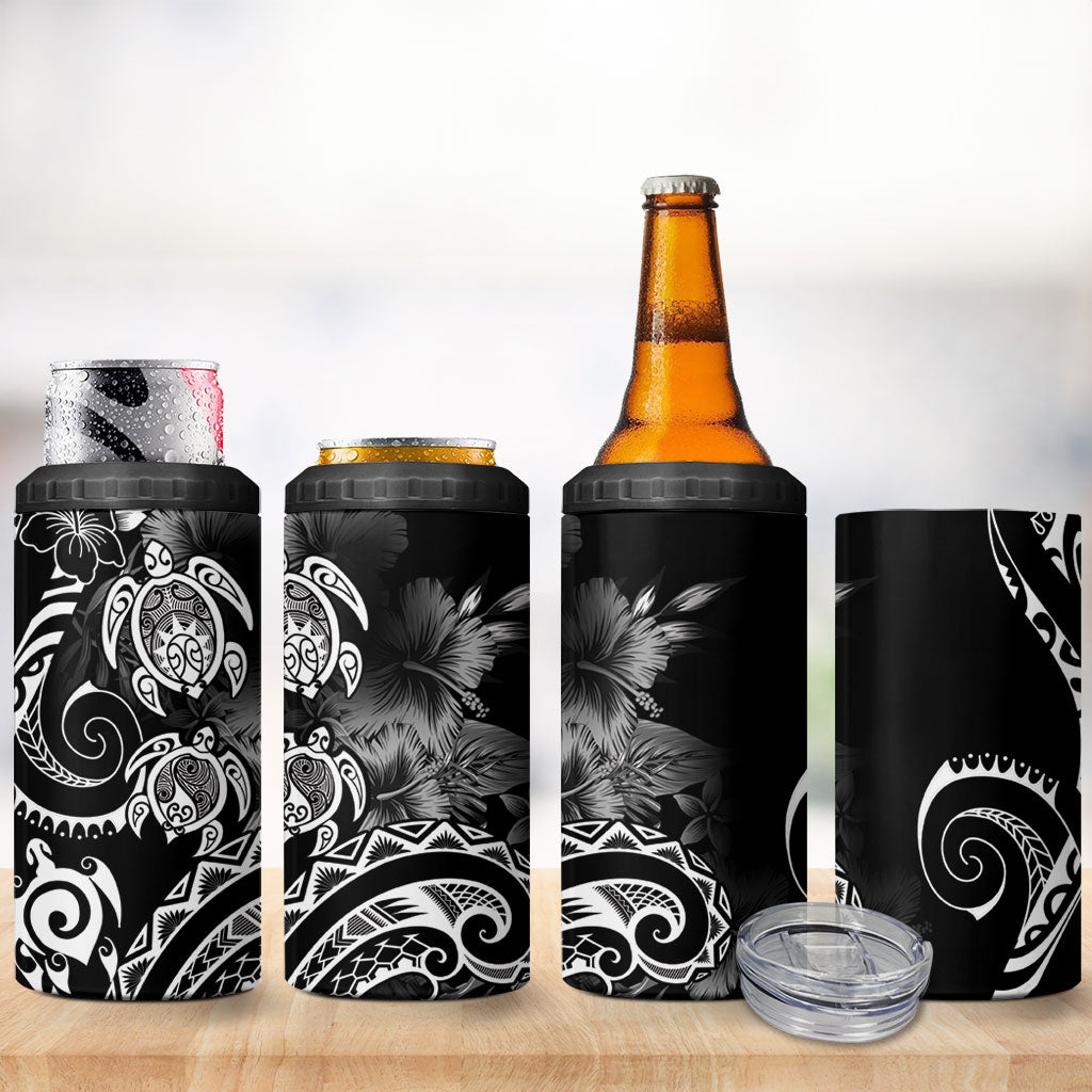 Aloha Hawaii Turtles Floral 4 in 1 Can Cooler Tumbler Obsidian Glaze