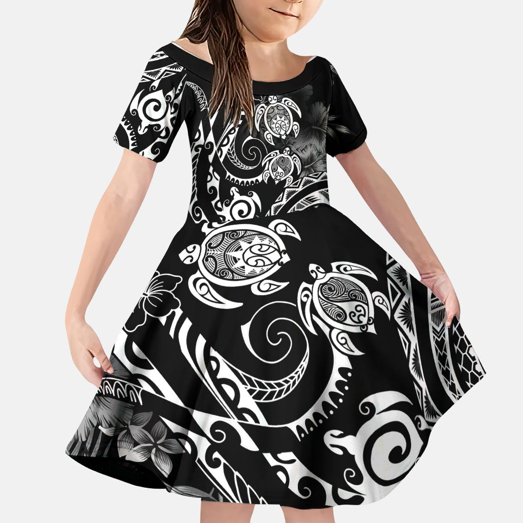 Aloha Hawaii Turtles Floral Family Matching Mermaid Dress and Hawaiian Shirt Obsidian Glaze