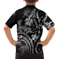 Aloha Hawaii Turtles Floral Family Matching Tank Maxi Dress and Hawaiian Shirt Obsidian Glaze