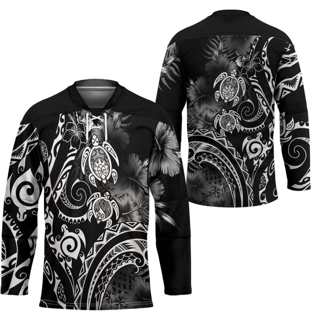 Aloha Hawaii Turtles Floral Hockey Jersey Obsidian Glaze