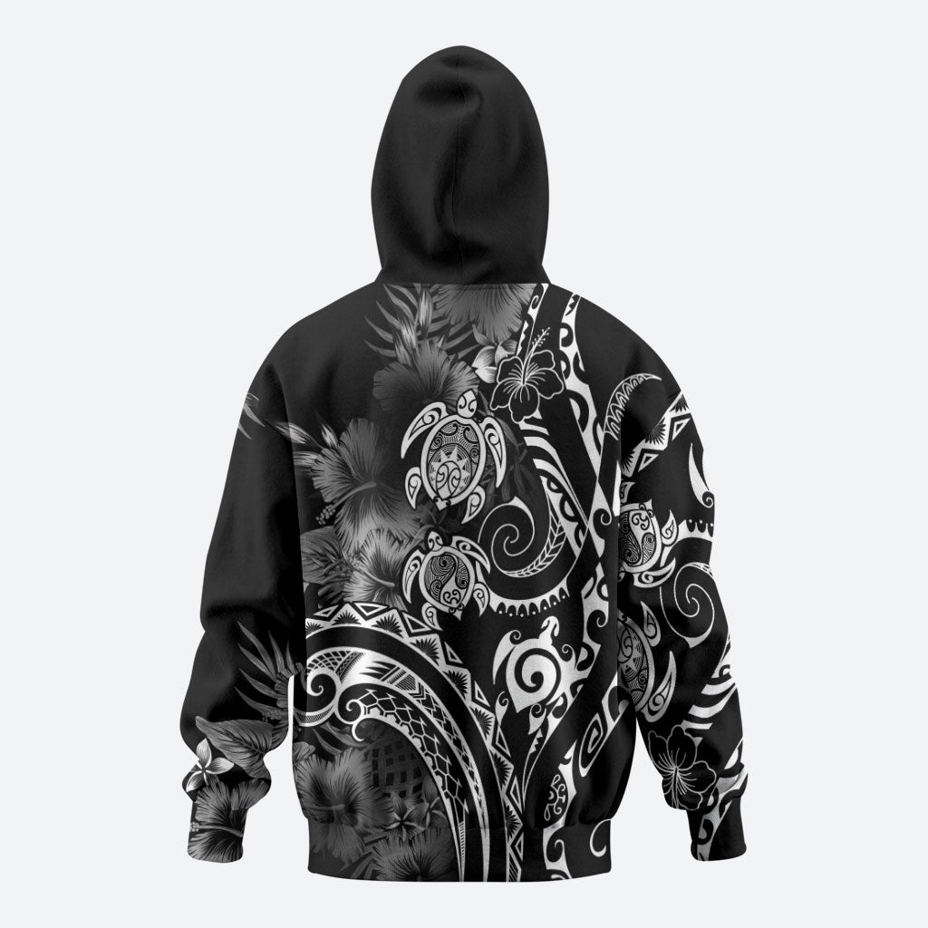 Aloha Hawaii Turtles Floral Hoodie Obsidian Glaze