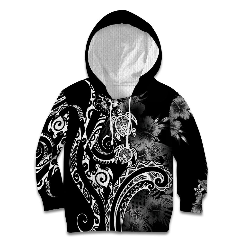 Aloha Hawaii Turtles Floral Kid Hoodie Obsidian Glaze