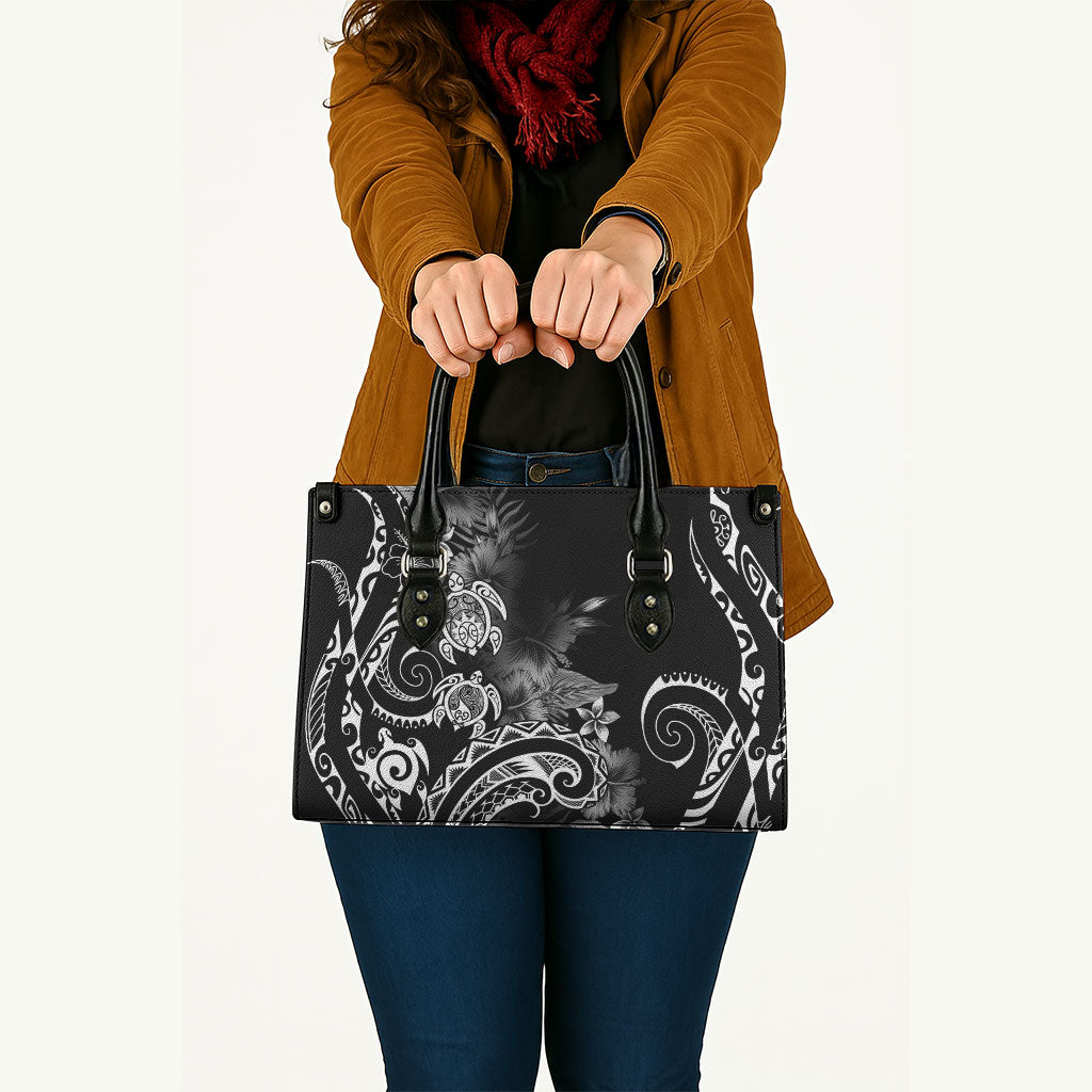 Aloha Hawaii Turtles Floral Leather Bag Obsidian Glaze