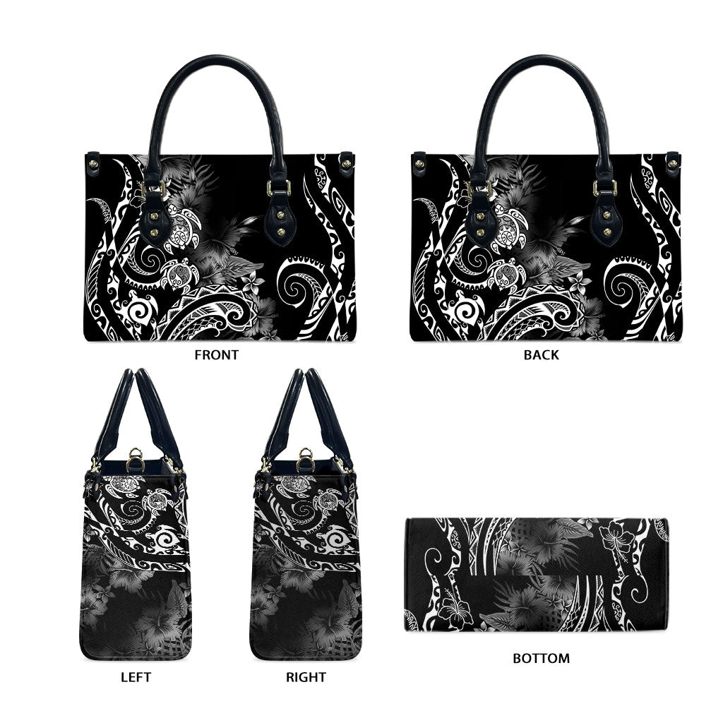 Aloha Hawaii Turtles Floral Leather Bag Obsidian Glaze
