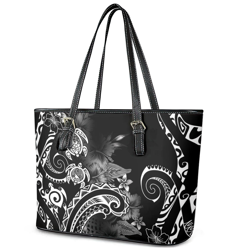 Aloha Hawaii Turtles Floral Leather Tote Bag Obsidian Glaze