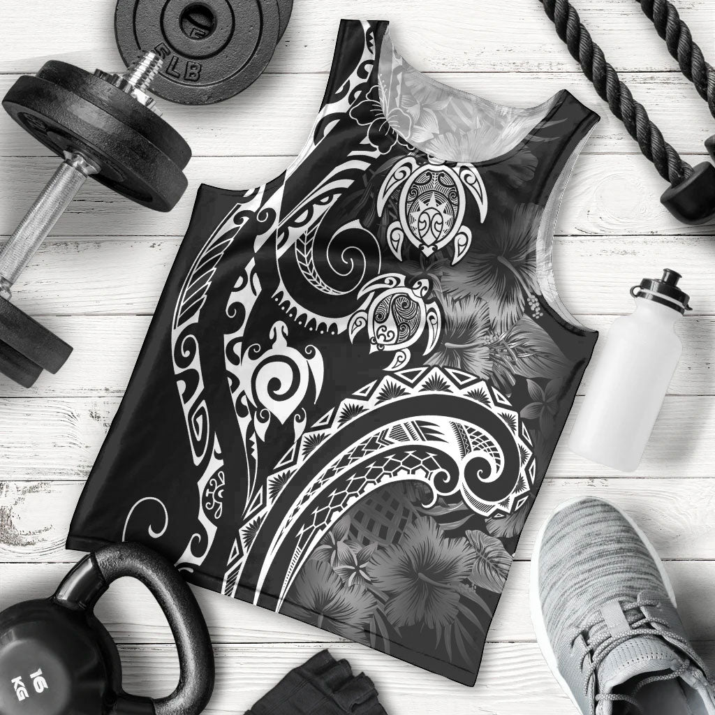 Aloha Hawaii Turtles Floral Men Tank Top Obsidian Glaze