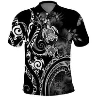 Aloha Hawaii Turtles Floral Polo Shirt Obsidian Glaze