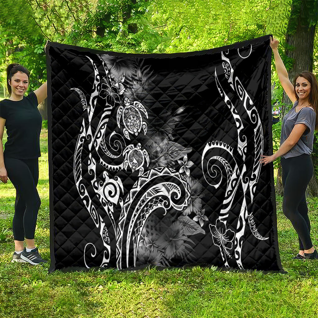 Aloha Hawaii Turtles Floral Quilt Obsidian Glaze
