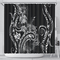 Aloha Hawaii Turtles Floral Shower Curtain Obsidian Glaze