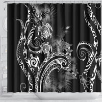 Aloha Hawaii Turtles Floral Shower Curtain Obsidian Glaze