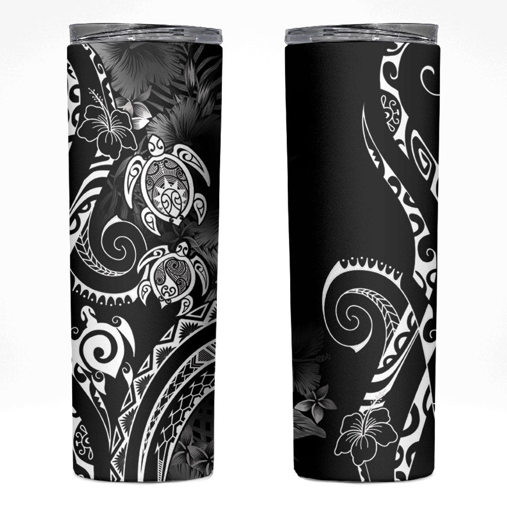 Aloha Hawaii Turtles Floral Skinny Tumbler Obsidian Glaze