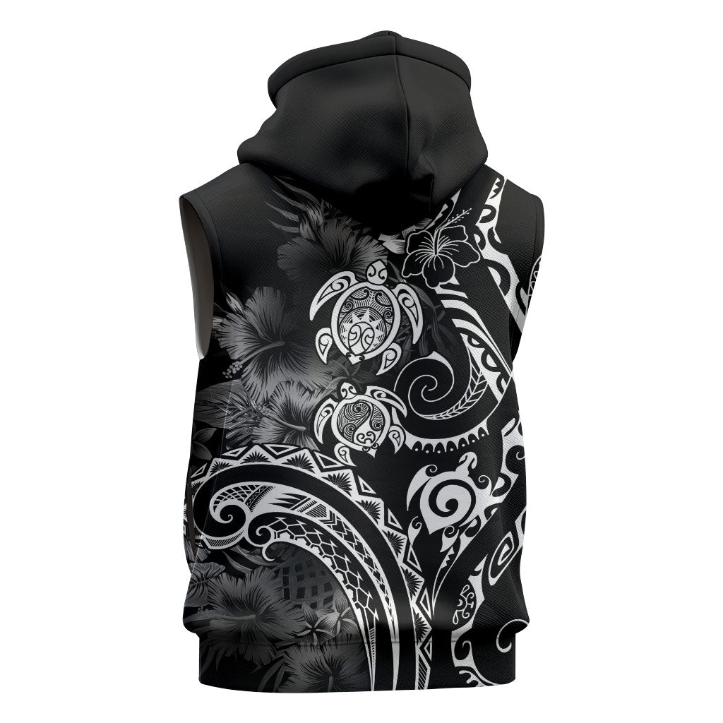 Aloha Hawaii Turtles Floral Sleeveless Hoodie Obsidian Glaze
